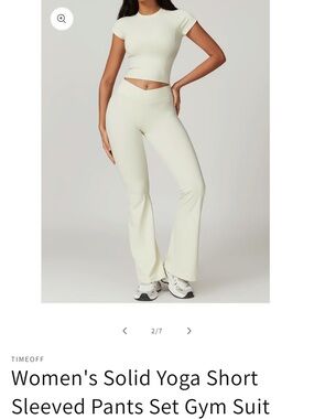 Cream High-Waist Flare Yoga Pants